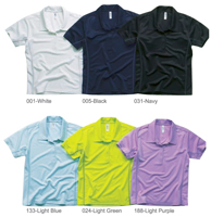 グリマー(Glimmer) アクティヴ・ポロシャツ for Women(女性用) 色見本画像：6色：ホワイト、ネイビー、ブラック、ライトブルー、ライトグリーン、ライトパープル